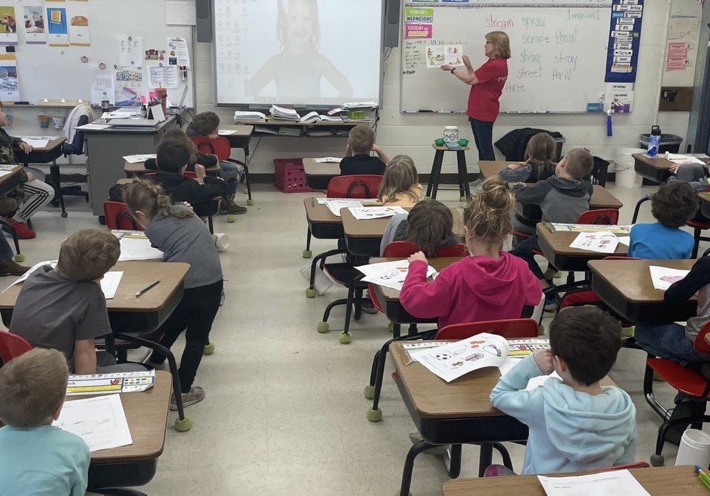 children at desks