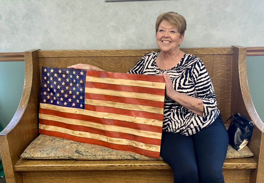 Sandra Bostwick, Iola 250th Wooden Flag Winner