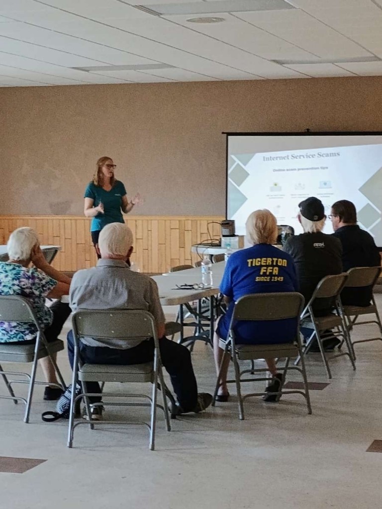 Payton, our fraud expert gave a presentation in Tigerton July 7th on fraud trends and prevention.
